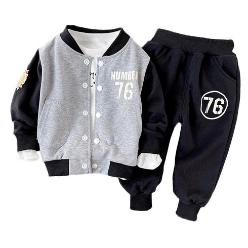 Spring and Autumn Boys Long Sleeve Cardigan Sports Leisure Two-Piece Set